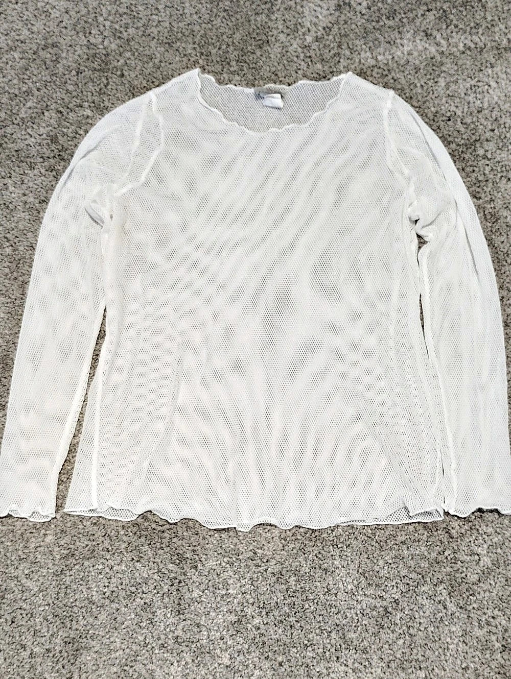 I Love You 143 Long Sleeve Mesh Top in White Size 2X